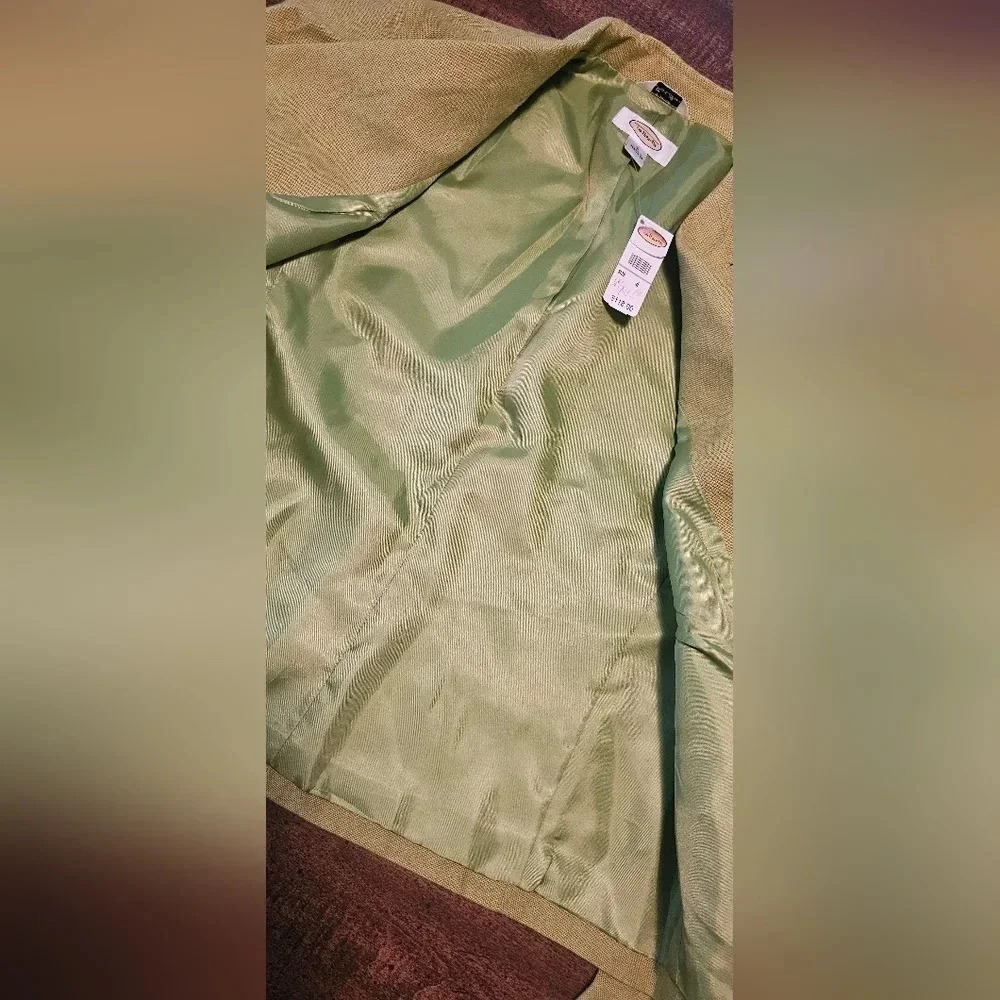 Talbots Womens Blazer Jacket Irish Linen Button Green Spring Summer Size 4 - Picture 11 of 14